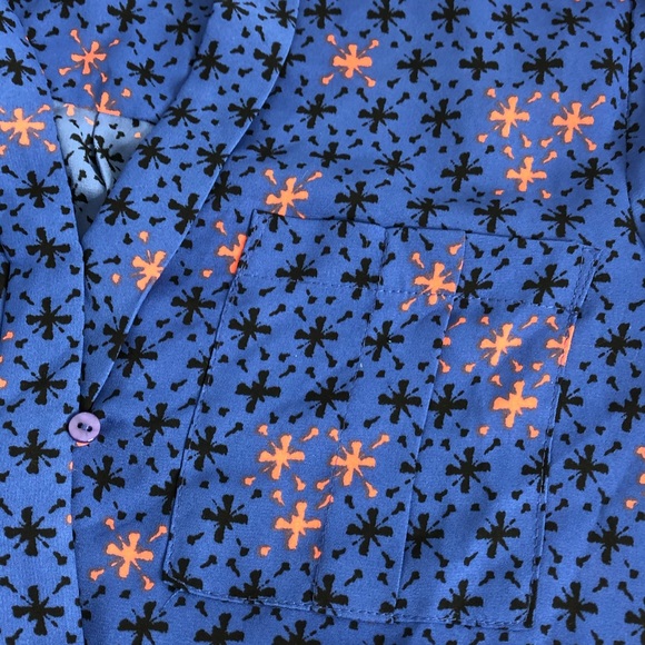 Maeve Blue Faux Wrap Pattern Blouse 0 - Picture 7 of 8